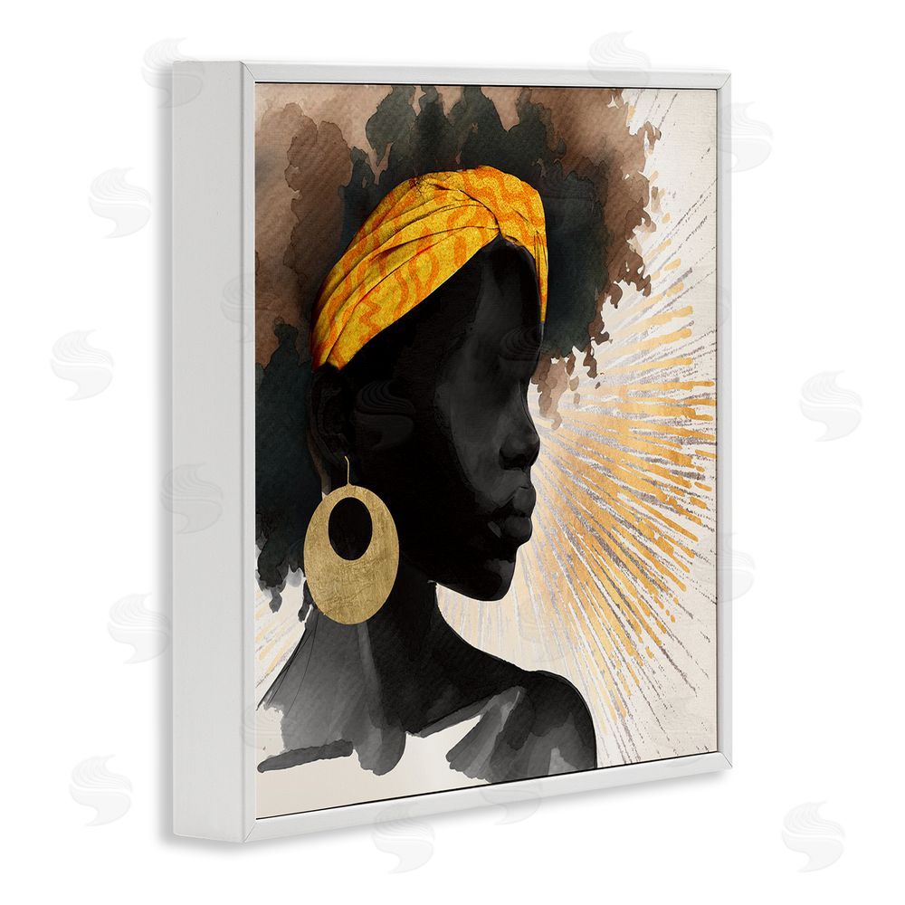 CAD Designs Sunburst Silhouette with Headwrap White Framed Giclee Wall Art Print