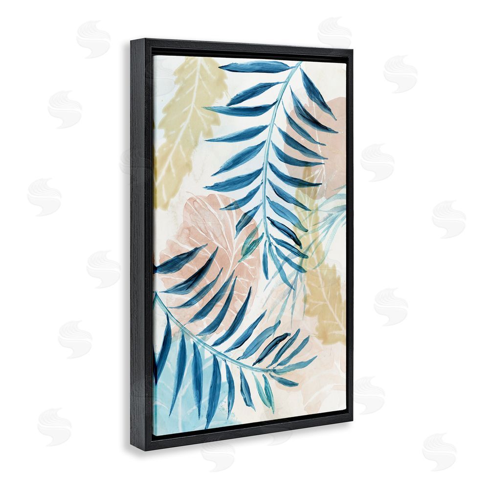 Nan Palm Fronds in Pastel Haze Black Floating Frame Canvas Wall Art Print