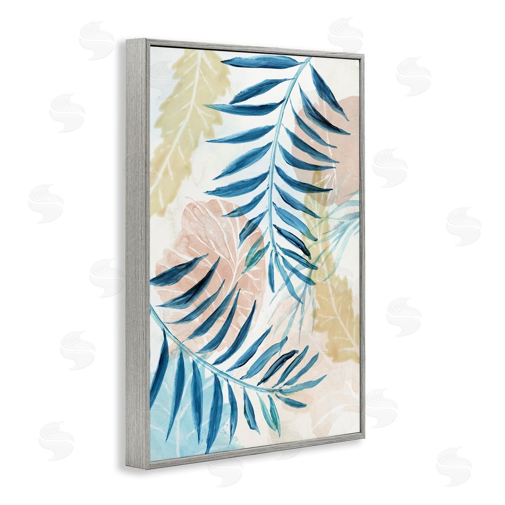 Nan Palm Fronds in Pastel Haze Gray Framed Giclee Wall Art Print