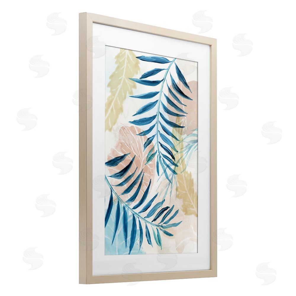 Nan Palm Fronds in Pastel Haze Brown Framed Print Under Glass Wall Art