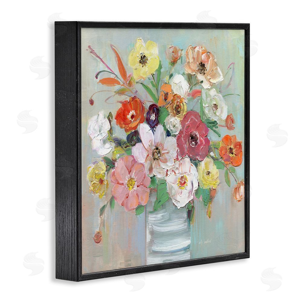 Sally Swatland Energetic Blossom Bouquet Black Framed Giclee Wall Art Print