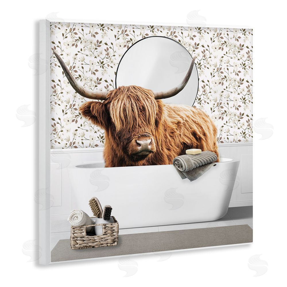 CAD Designs Boho Cattle Bath Time Wooden Wall Plaque Art Print