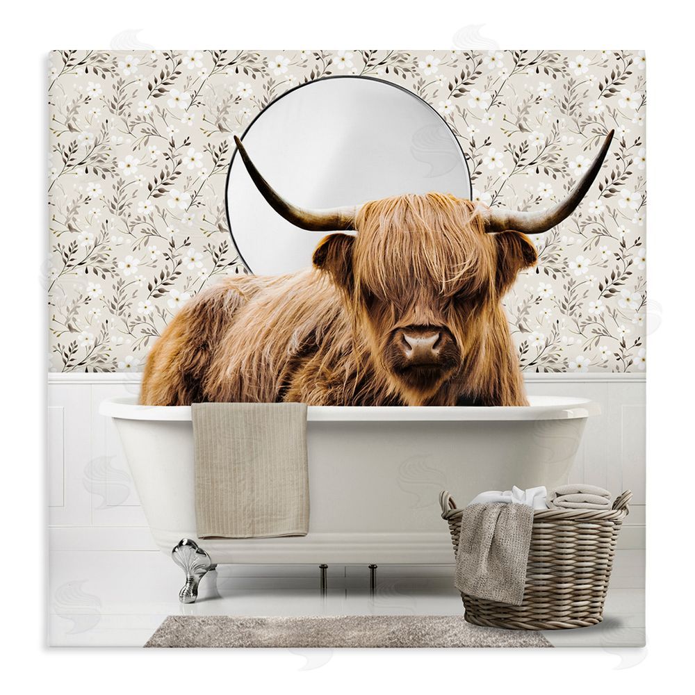 CAD Designs Cottage Cattle Bath Time Stretched Canvas Wall Art Print