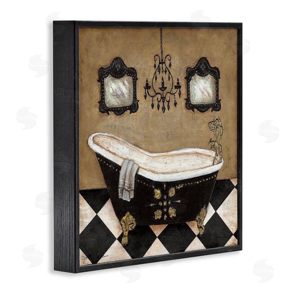 Janet Tava Elegant Vintage Bathtub Black Framed Giclee Wall Art Print