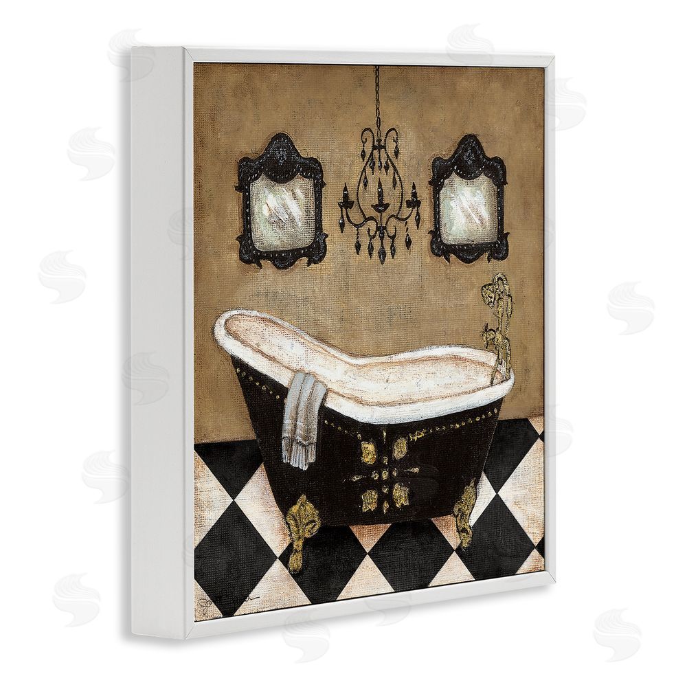 Janet Tava Elegant Vintage Bathtub White Framed Giclee Wall Art Print