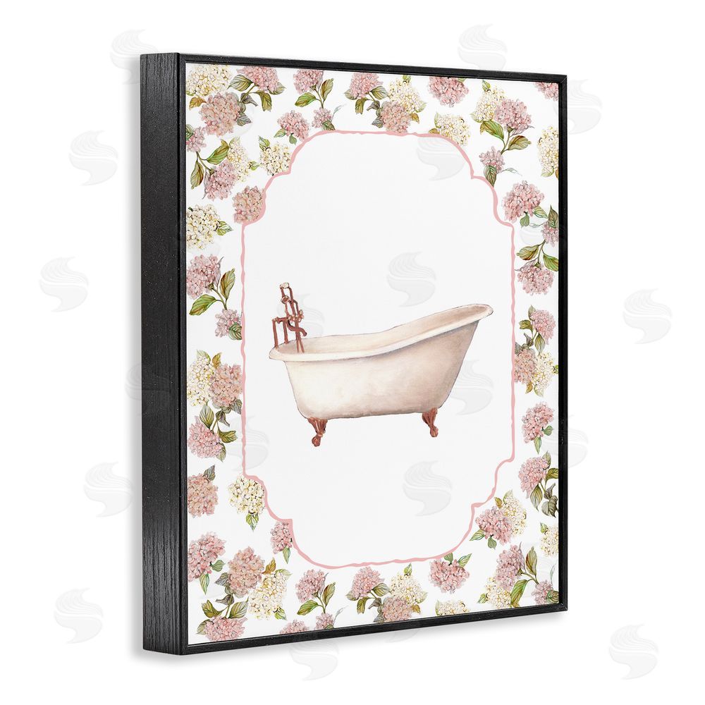 Carol Robinson Elegant Hydrangeas Bathtub Black Framed Giclee Wall Art Print