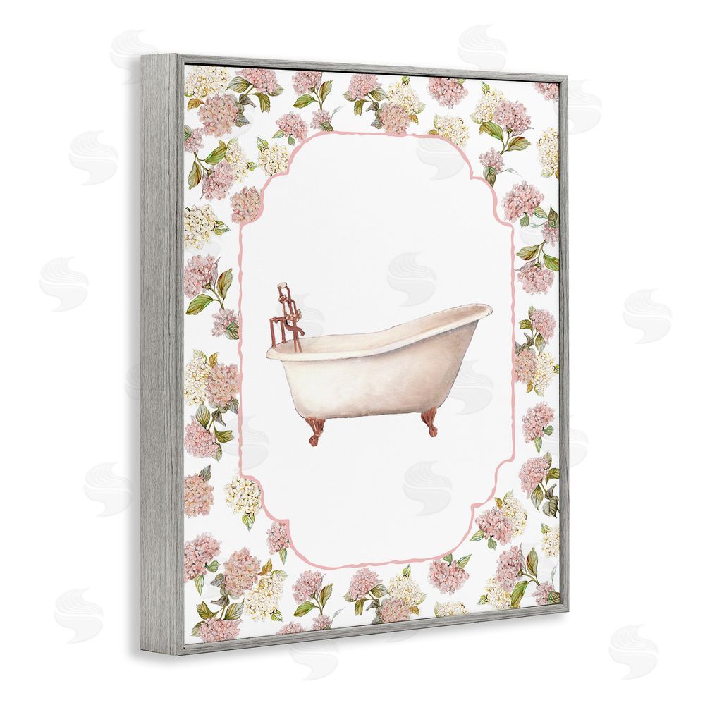 Carol Robinson Elegant Hydrangeas Bathtub Gray Framed Giclee Wall Art Print