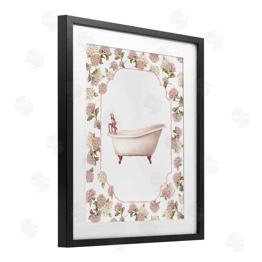Carol Robinson Elegant Hydrangeas Bathtub Black Framed Print Under Glass Wall Art