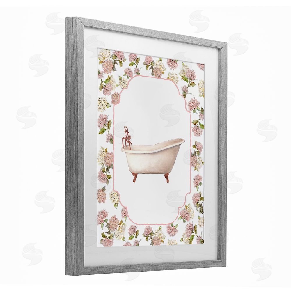 Carol Robinson Elegant Hydrangeas Bathtub Gray Framed Print Under Glass Wall Art