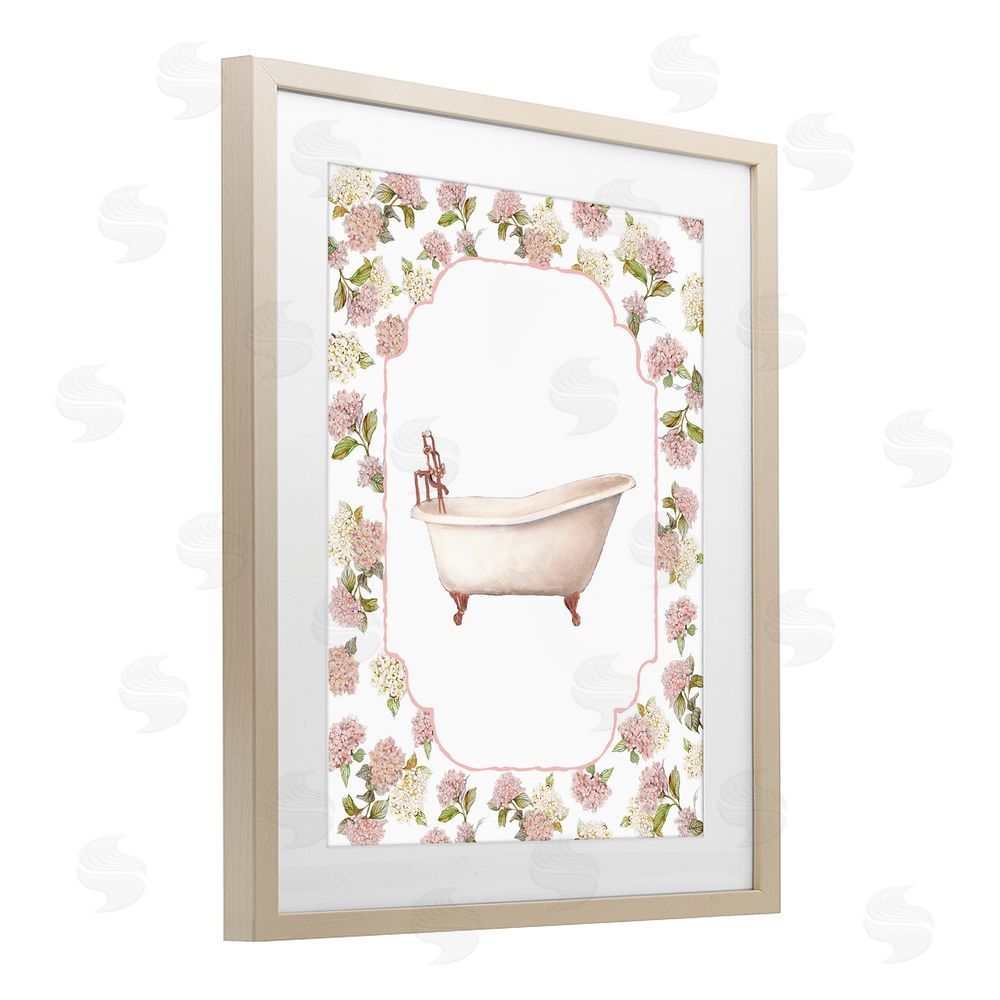 Carol Robinson Elegant Hydrangeas Bathtub Brown Framed Print Under Glass Wall Art