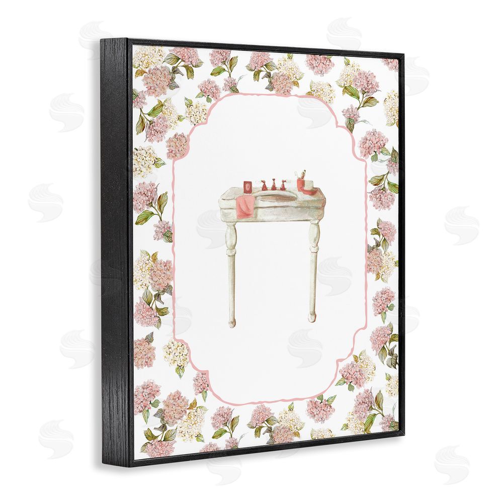 Carol Robinson Elegant Hydrangeas Vanity Black Framed Giclee Wall Art Print