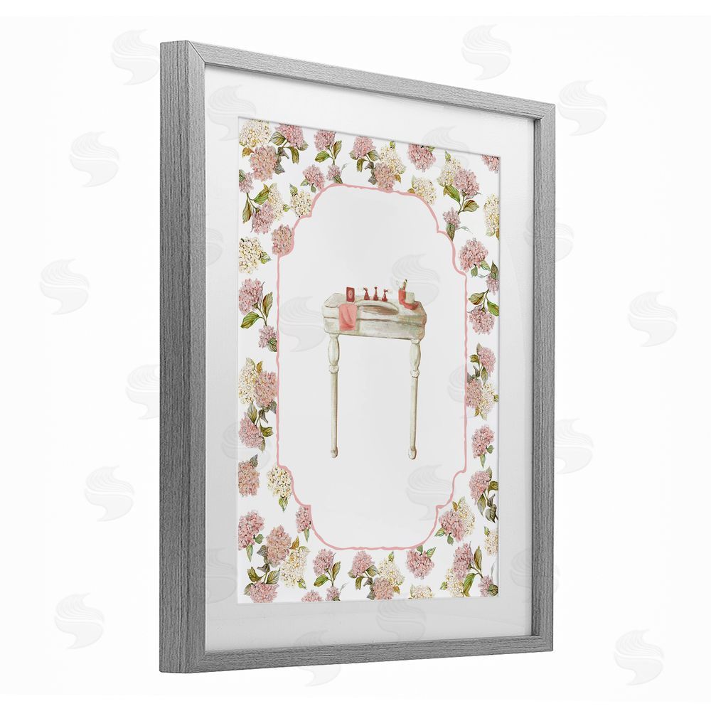 Carol Robinson Elegant Hydrangeas Vanity Gray Framed Print Under Glass Wall Art