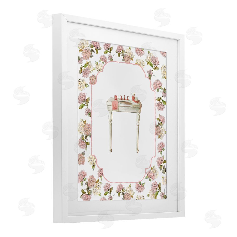 Carol Robinson Elegant Hydrangeas Vanity White Framed Print Under Glass Wall Art