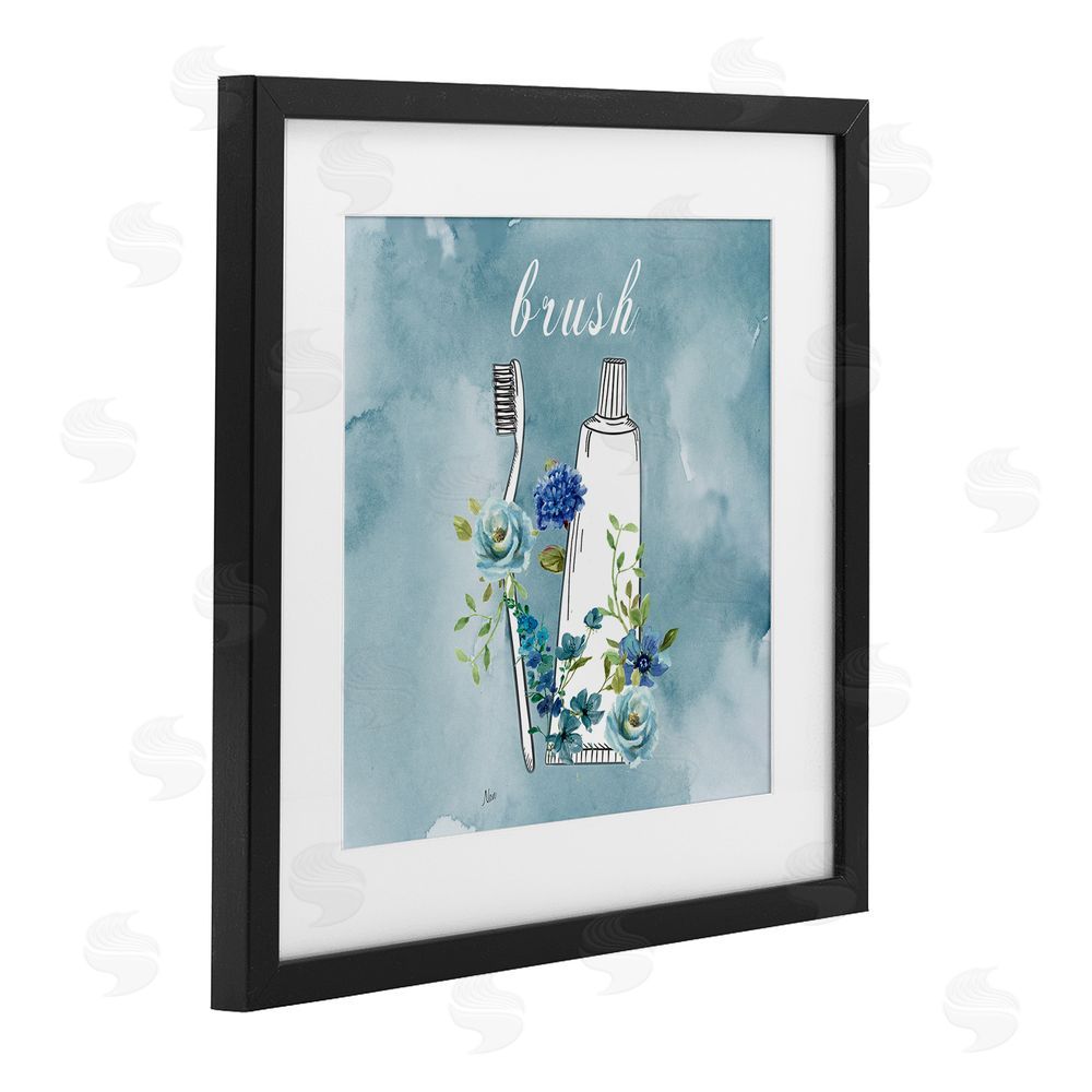 Nan Floral Bathroom Rules Brush Black Framed Print Under Glass Wall Art