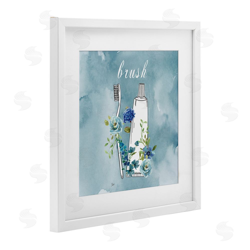 Nan Floral Bathroom Rules Brush White Framed Print Under Glass Wall Art