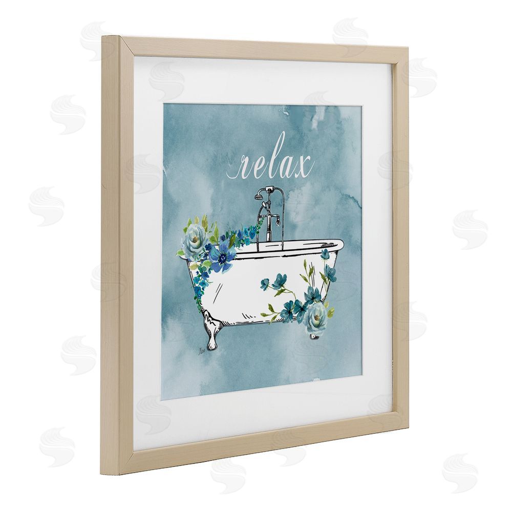 Nan Floral Bathroom Rules Relax Brown Framed Print Under Glass Wall Art