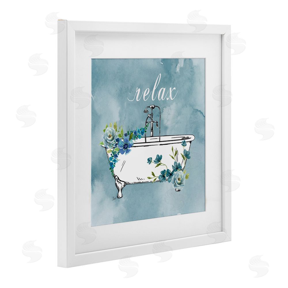 Nan Floral Bathroom Rules Relax White Framed Print Under Glass Wall Art