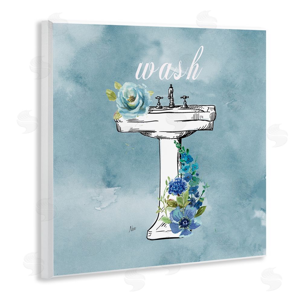 Nan Floral Bathroom Rules Wash Wooden Wall Plaque Art Print