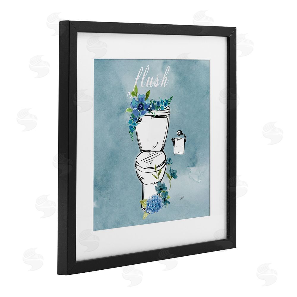 Nan Floral Bathroom Rules Flush Black Framed Print Under Glass Wall Art