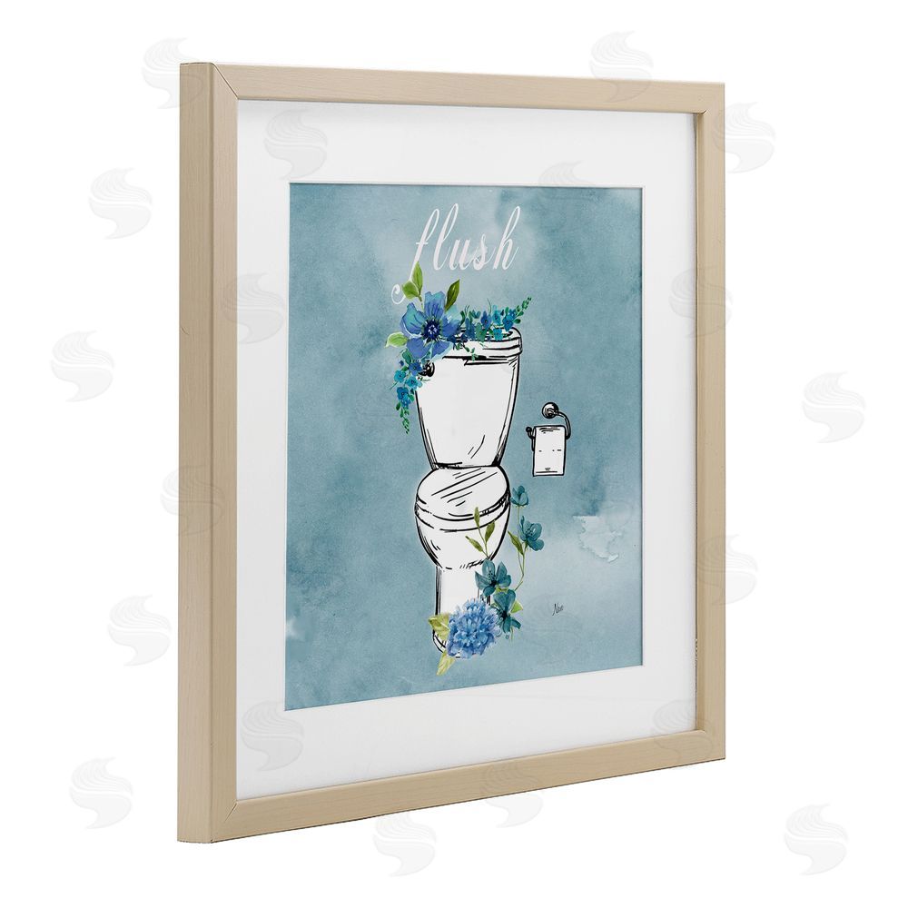 Nan Floral Bathroom Rules Flush Brown Framed Print Under Glass Wall Art