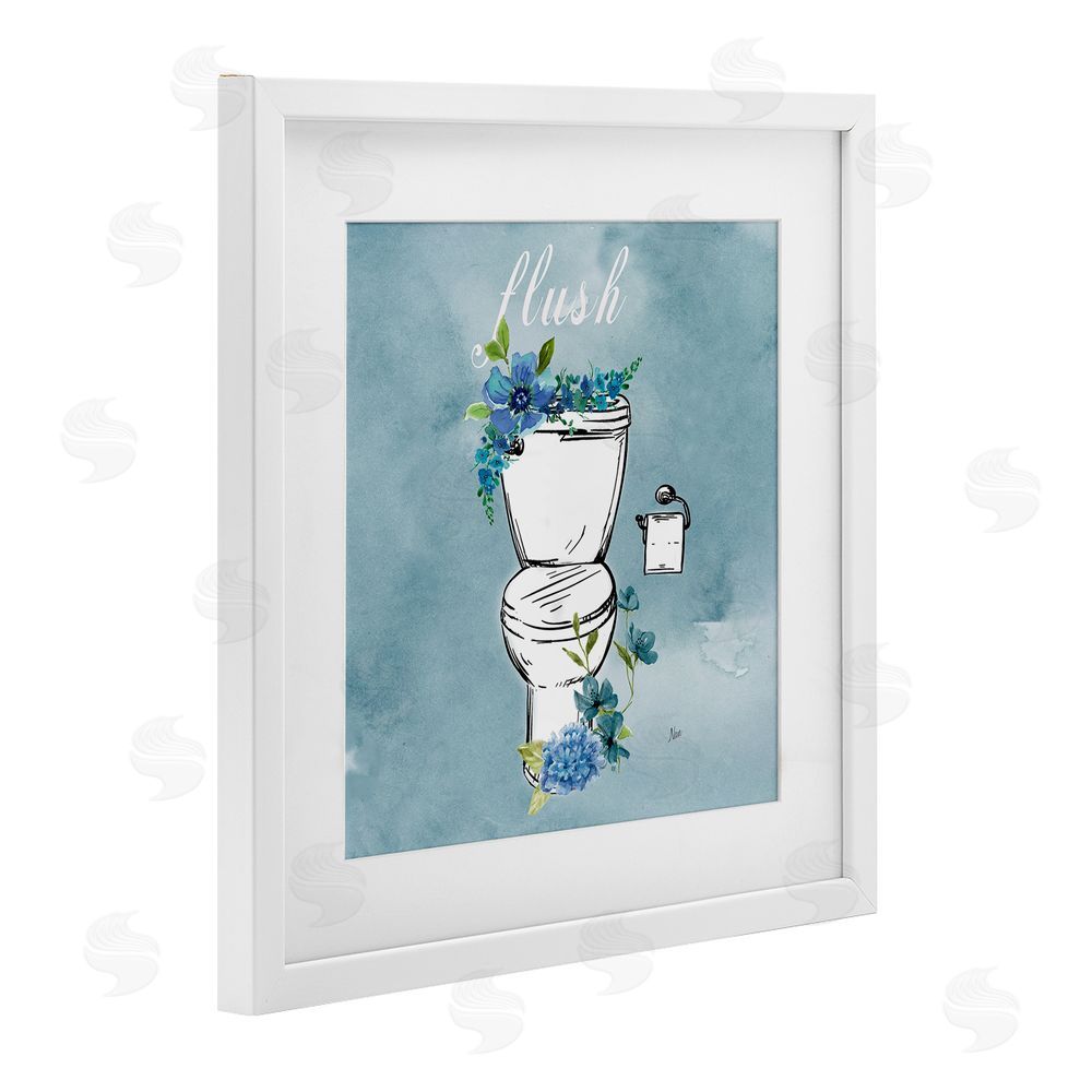 Nan Floral Bathroom Rules Flush White Framed Print Under Glass Wall Art