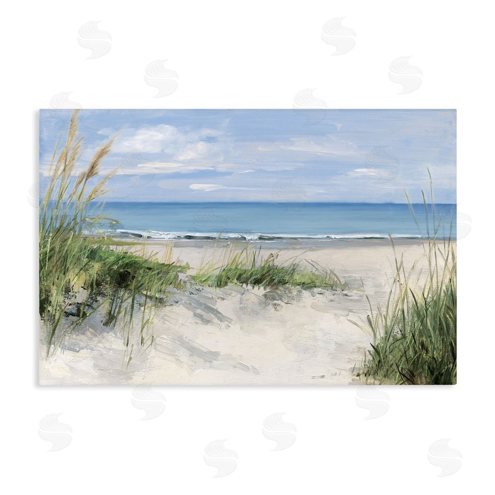 Sally Swatland Tall Grasses by Beach Coast Stretched Canvas Wall Art Print