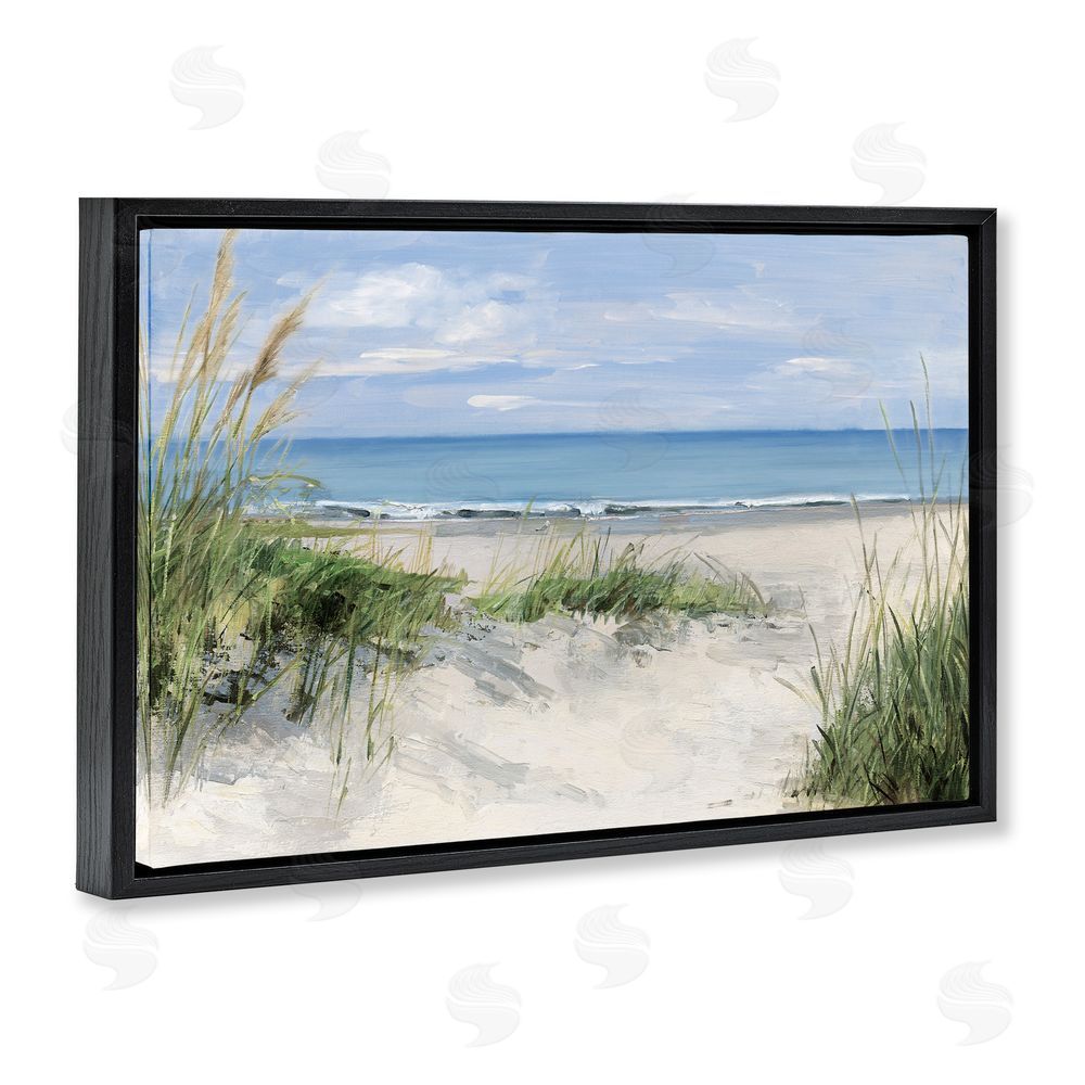 Sally Swatland Tall Grasses by Beach Coast Black Floating Frame Canvas Wall Art Print