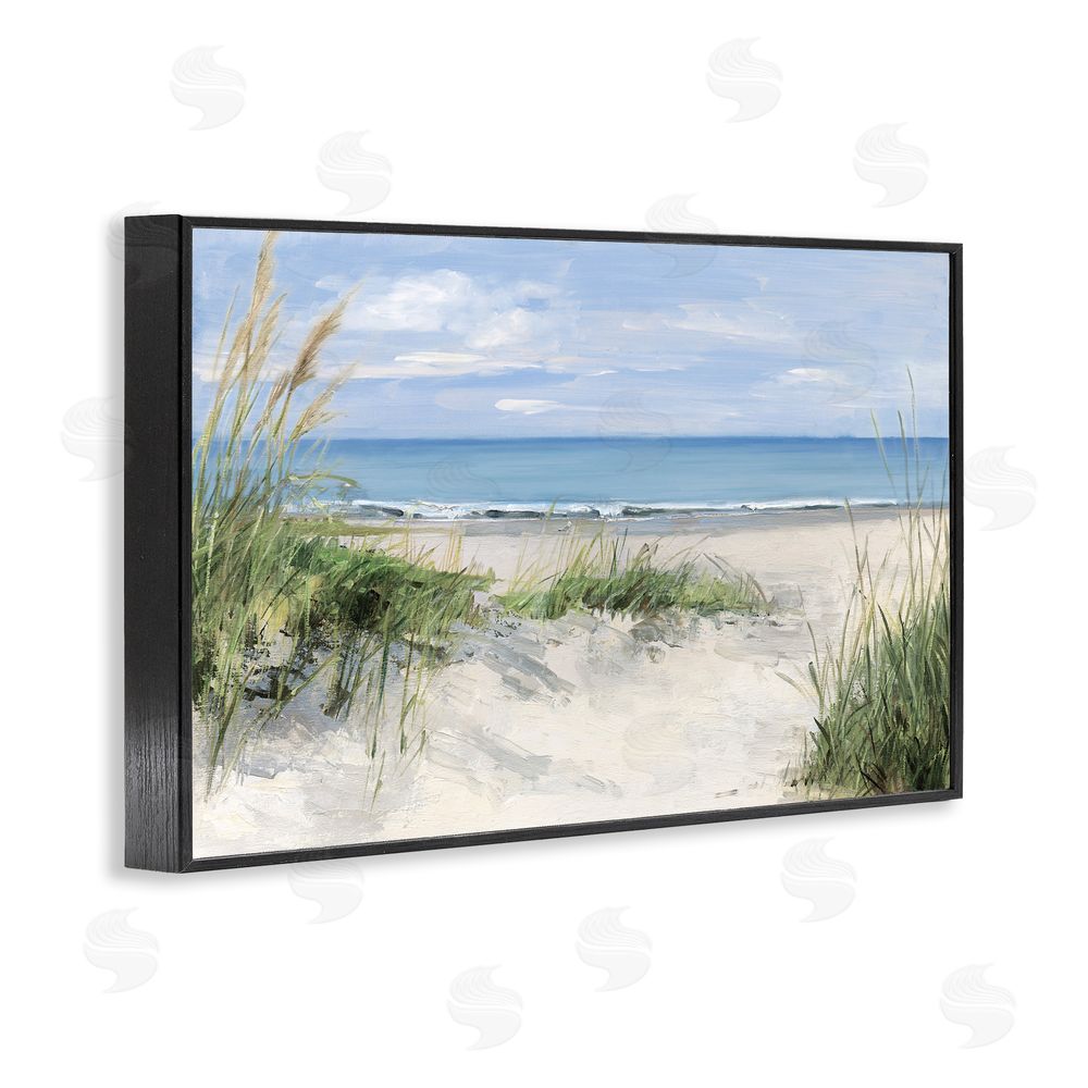 Sally Swatland Tall Grasses by Beach Coast Black Framed Giclee Wall Art Print