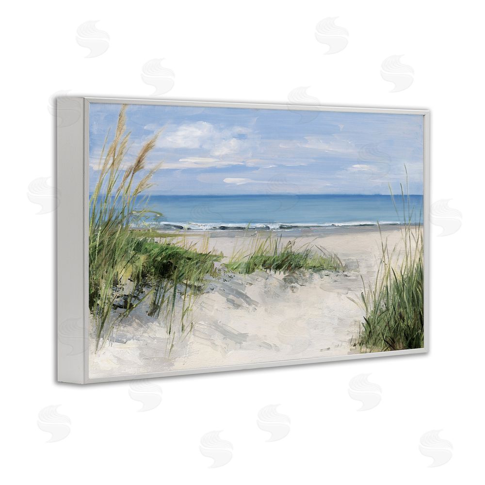 Sally Swatland Tall Grasses by Beach Coast White Framed Giclee Wall Art Print