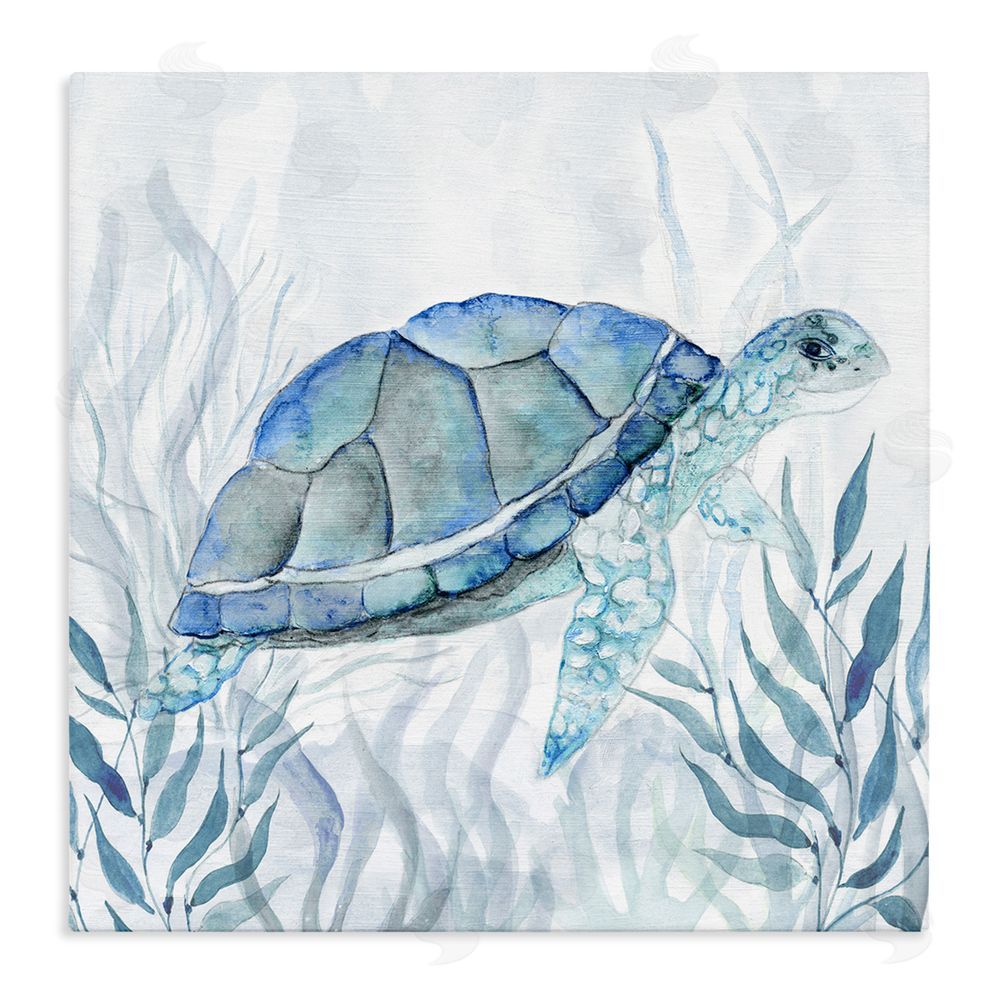 Janet Tava Smiling Turtle Gaze Stretched Canvas Wall Art Print
