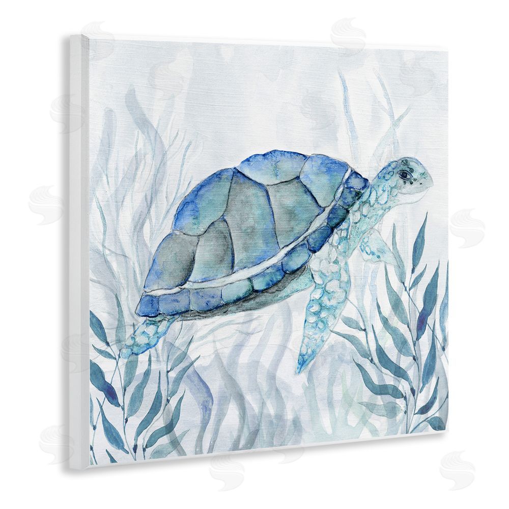 Janet Tava Smiling Turtle Gaze Wooden Wall Plaque Art Print