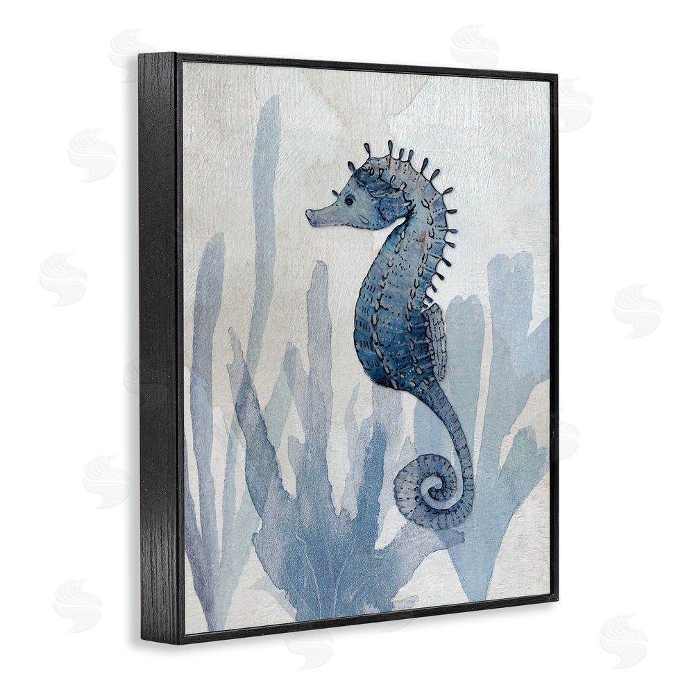 Susan Jill Organic Seaweed & Seahorse Black Framed Giclee Wall Art Print