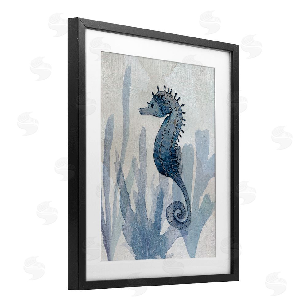 Susan Jill Organic Seaweed & Seahorse Black Framed Print Under Glass Wall Art