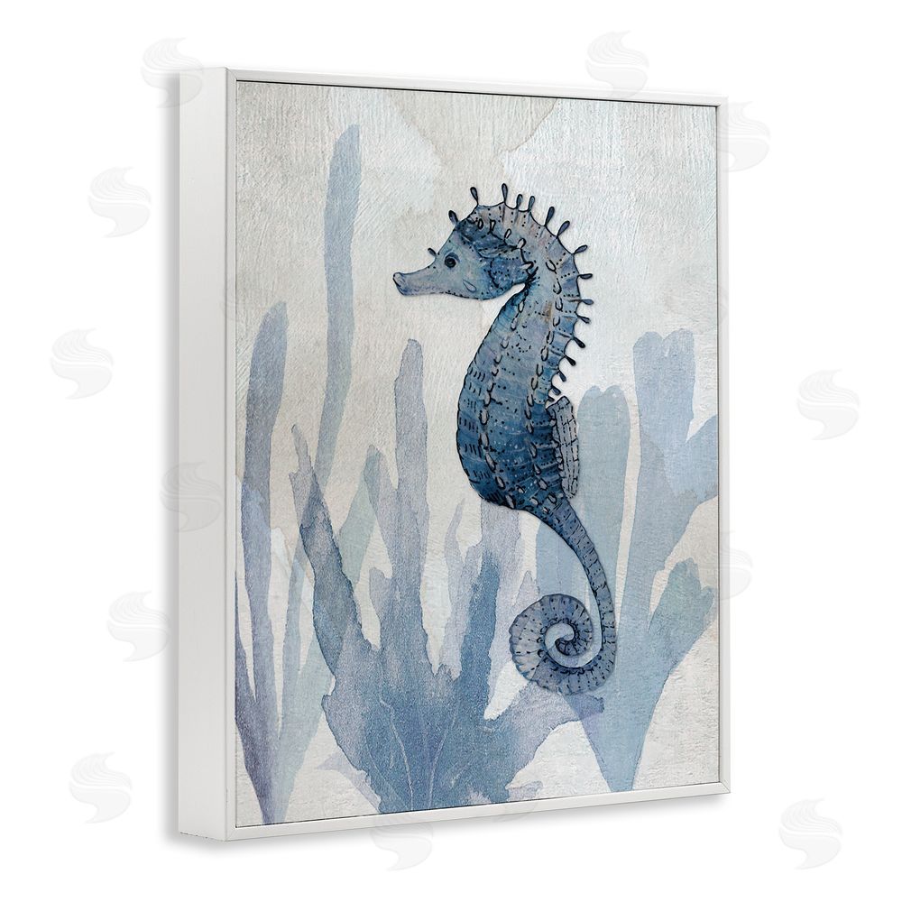 Susan Jill Organic Seaweed & Seahorse White Framed Giclee Wall Art Print