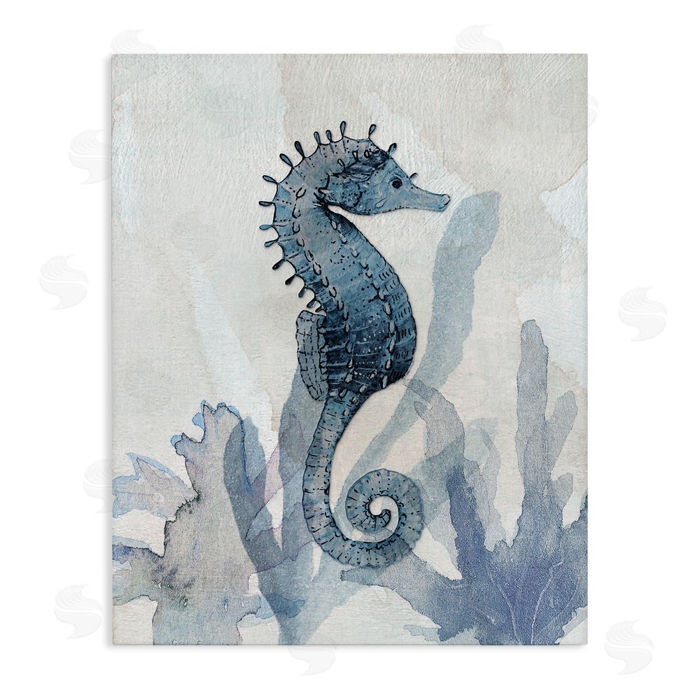 Susan Jill Seahorse & Seaweed Impressions Stretched Canvas Wall Art Print