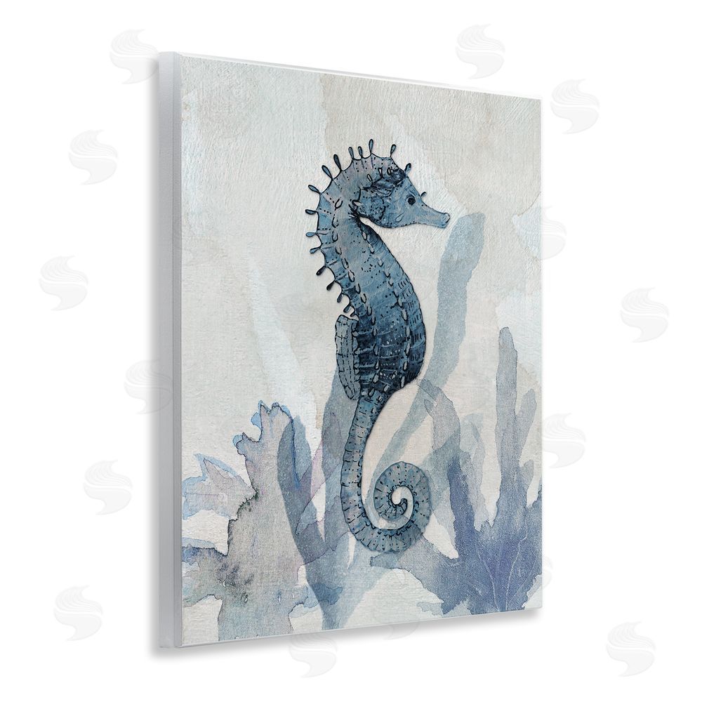 Susan Jill Seahorse & Seaweed Impressions Wooden Wall Plaque Art Print