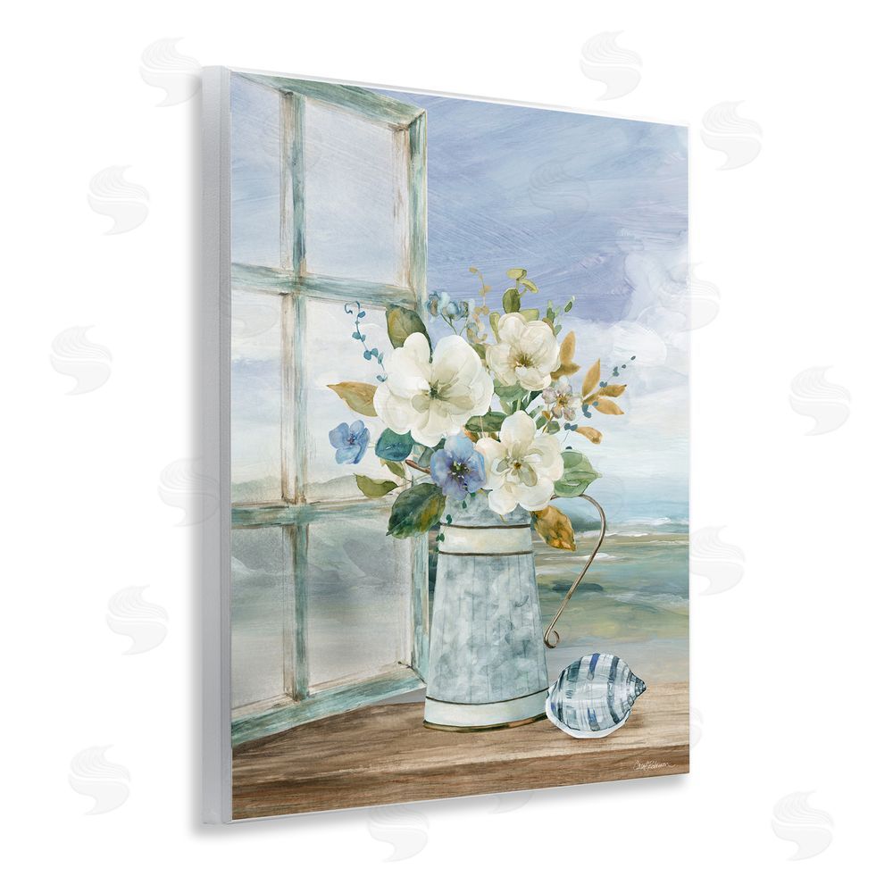 Carol Robinson Seaside Floral Bouquet Window Wooden Wall Plaque Art Print