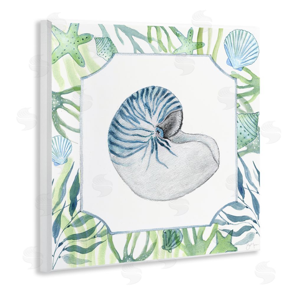 Janet Tava Seaweed & Seashells Aquatic Wooden Wall Plaque Art Print