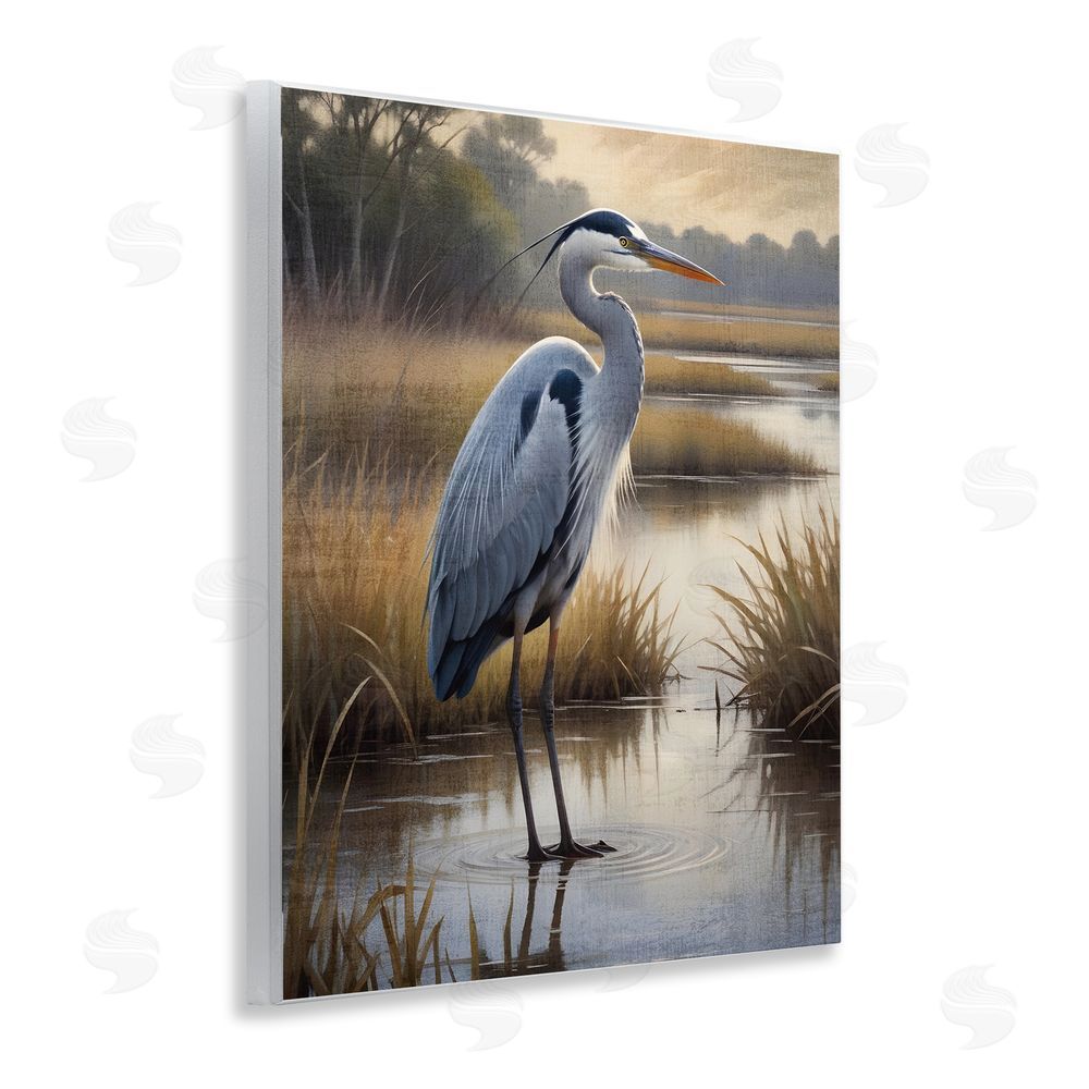 Susan Arnot Heron in Serene Marshlands Wooden Wall Plaque Art Print