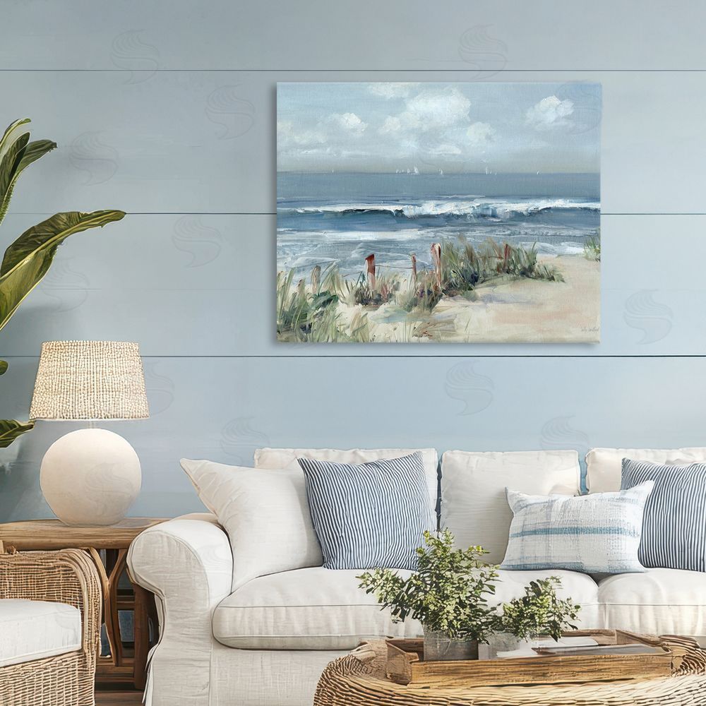 Sally Swatland Brushed Expression of Coast Stretched Canvas Wall Art in Room