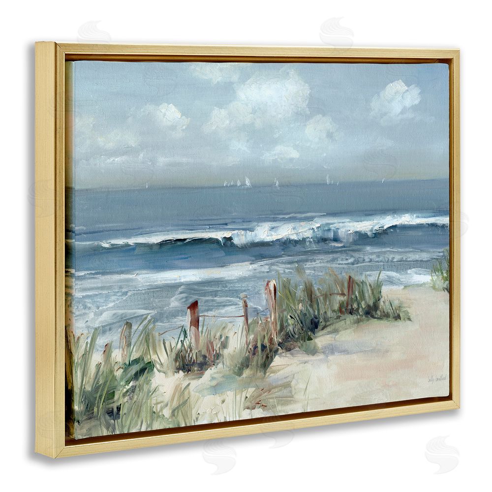 Sally Swatland Brushed Expression of Coast Gold Floating Frame Canvas Wall Art Print