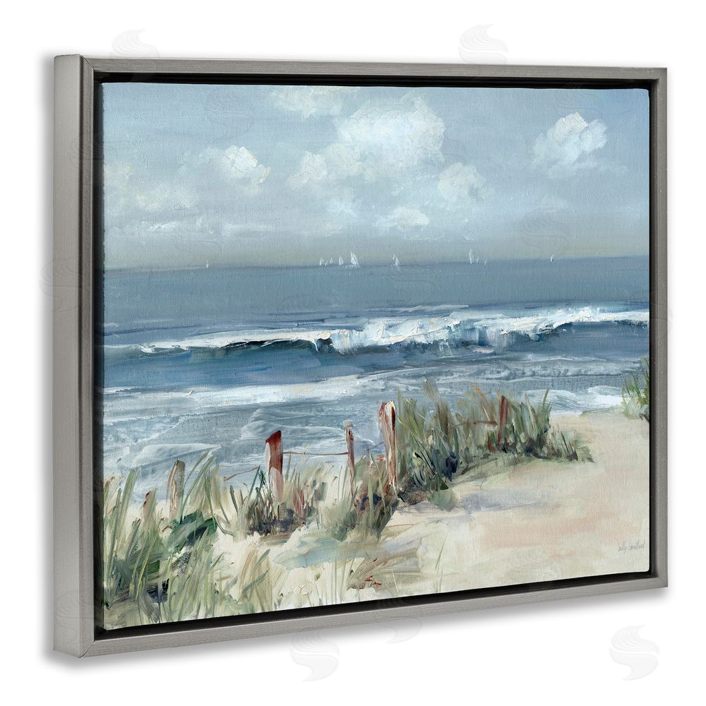 Sally Swatland Brushed Expression of Coast Gray Floating Frame Canvas Wall Art Print