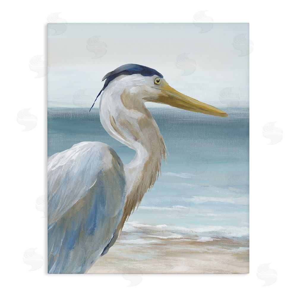 Nan Right Gazing Heron Stretched Canvas Wall Art Print
