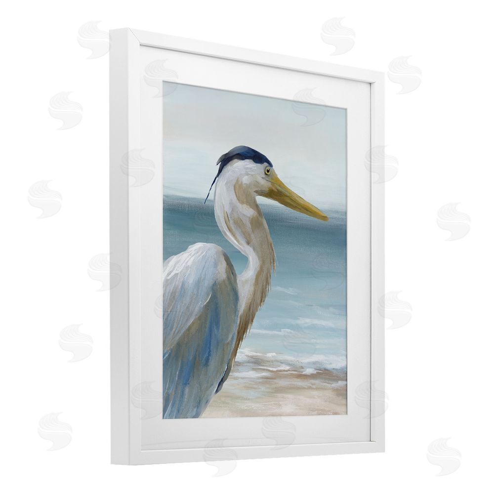 Nan Right Gazing Heron White Framed Print Under Glass Wall Art