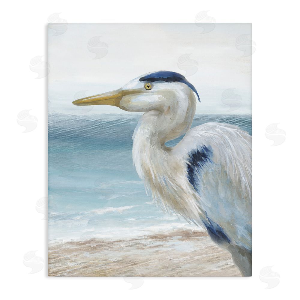 Nan Left Gazing Heron Stretched Canvas Wall Art Print