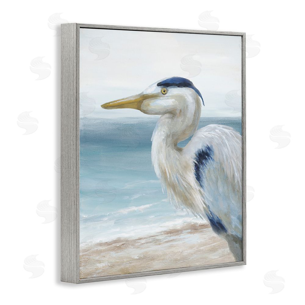 Nan Left Gazing Heron Gray Framed Giclee Wall Art Print