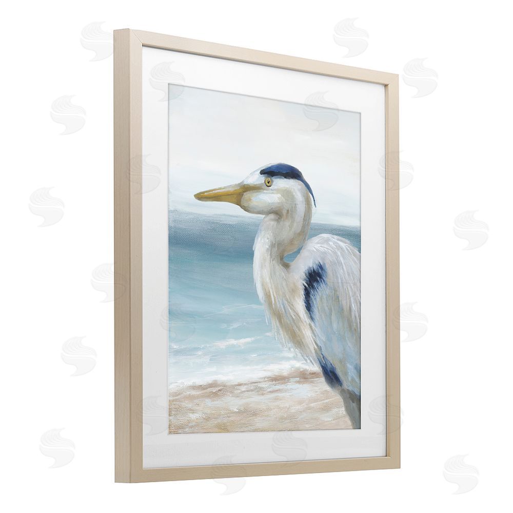Nan Left Gazing Heron Brown Framed Print Under Glass Wall Art