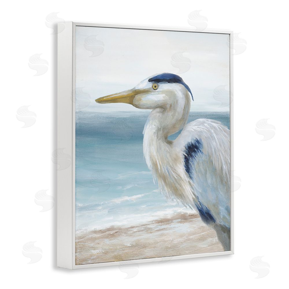 Nan Left Gazing Heron White Framed Giclee Wall Art Print
