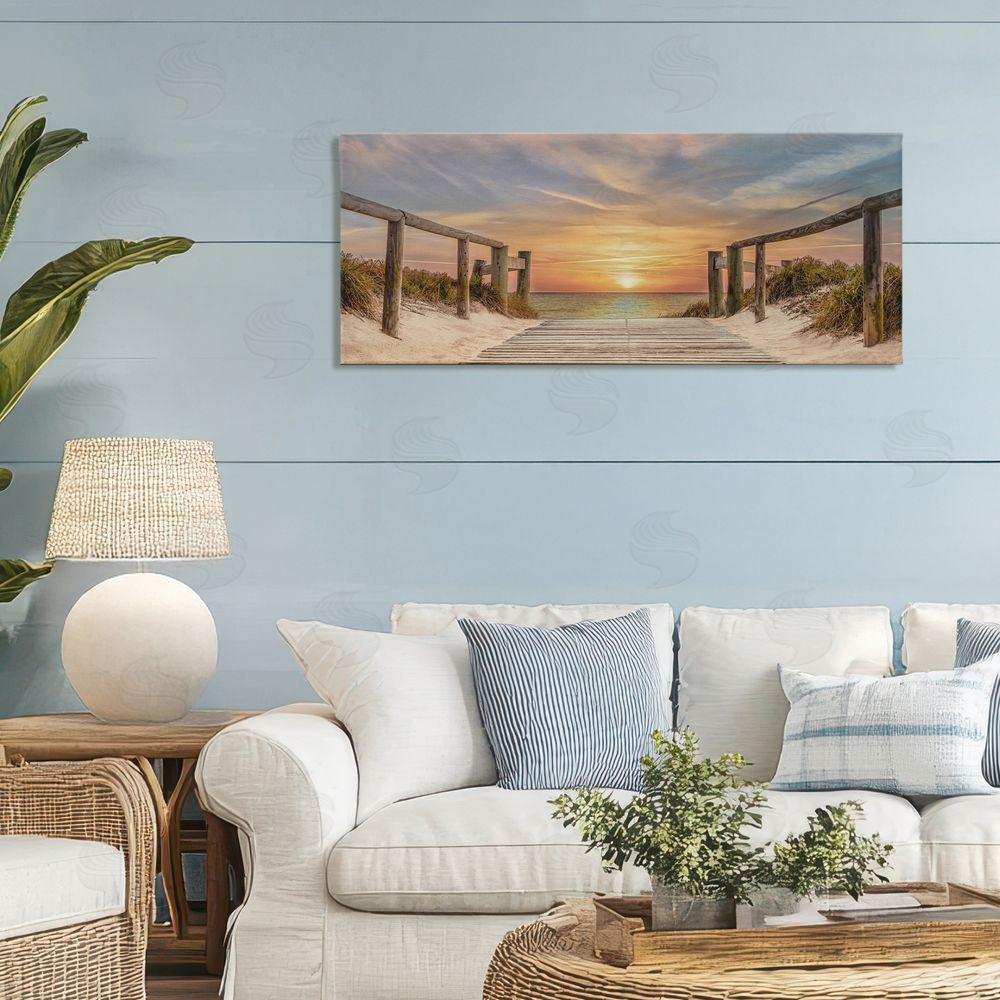 Mike Caliascibetta Pathway To Sunset Stretched Canvas Wall Art in Room