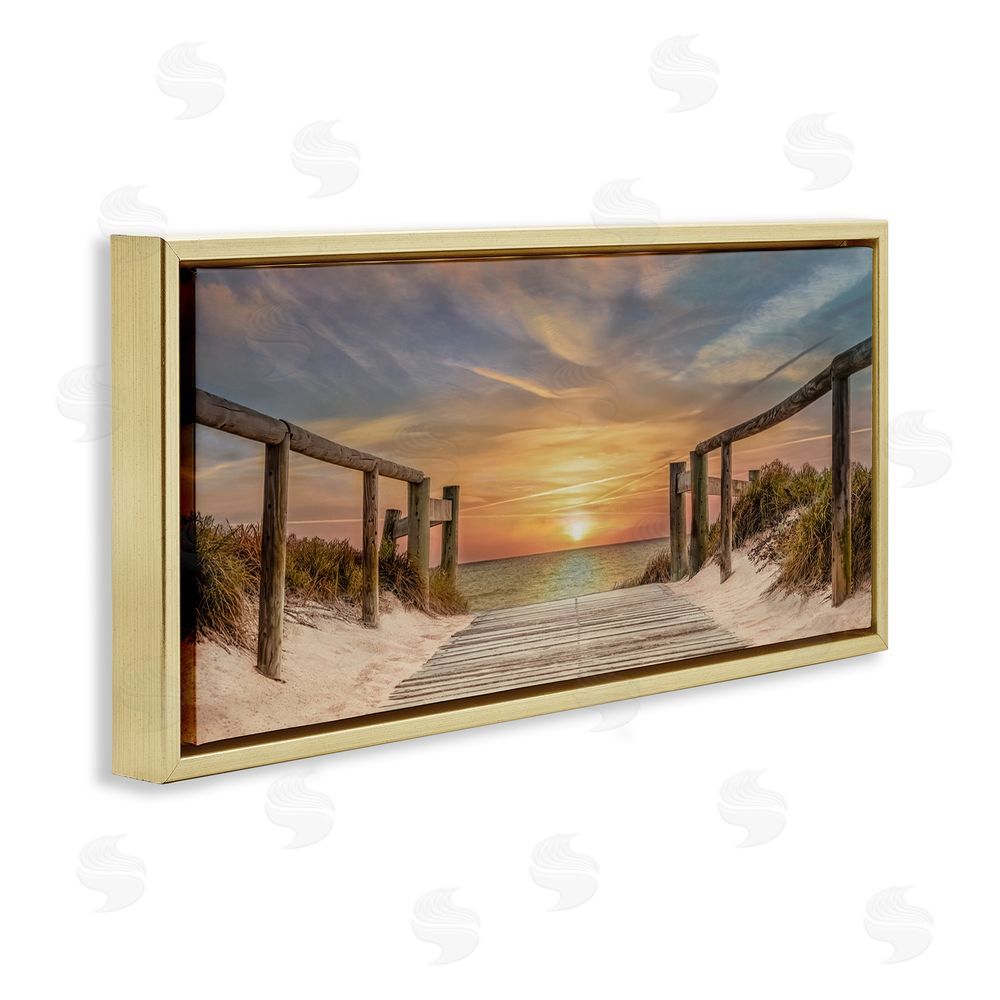 Mike Caliascibetta Pathway To Sunset Gold Floating Frame Canvas Wall Art Print